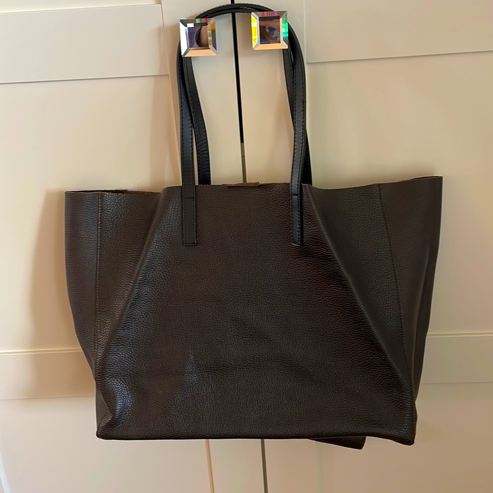 Dark brown leather bag /detachable coin purse from Florence, Italy.